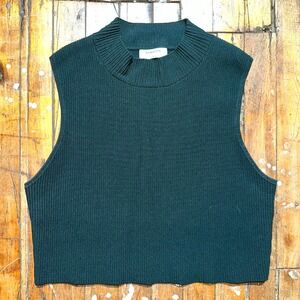 Babaton Sweater Vest Women's Large Green Knit Mock Neck Sleeveless Pullover